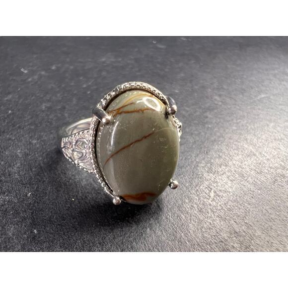 NEW Venus Jasper ring in platinum over brass size 10 - Picture 7 of 15